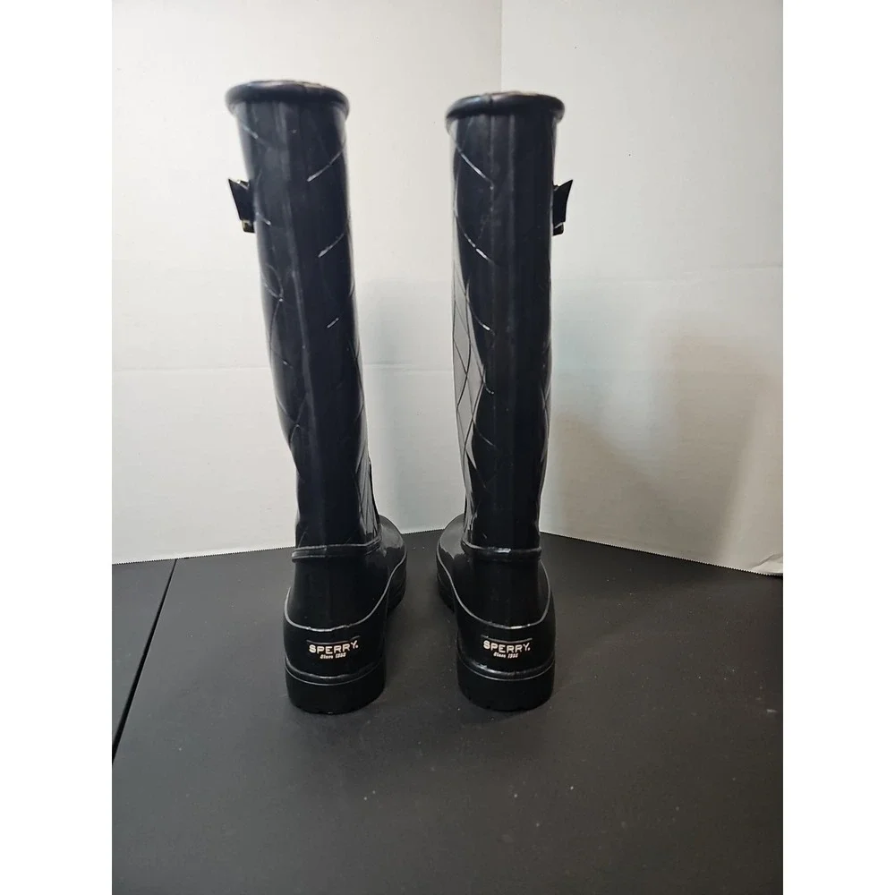 Sperry Top-Sider Pelican III Waterproof Black Quilted Rain Boots STS91093 Size 7